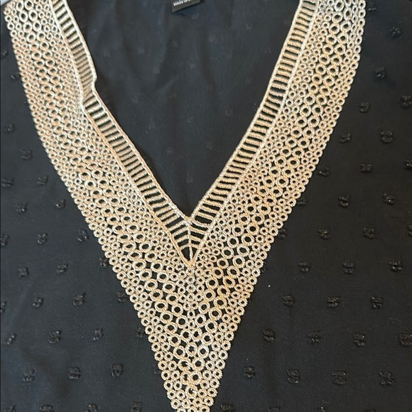 Black Ruffle Sleeve Top with Lace Detail - Picture 3 of 8